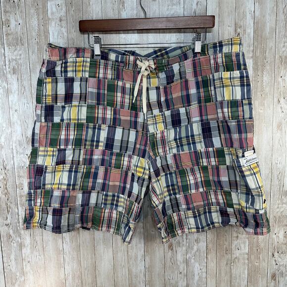 Polo Ralph Lauren Multicolor Patchwork Shorts Mens 40 Madras Colorful‎ Preppy - Picture 1 of 10